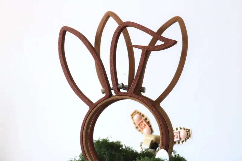 A set of 3D printed bunny style embroidery hoop.