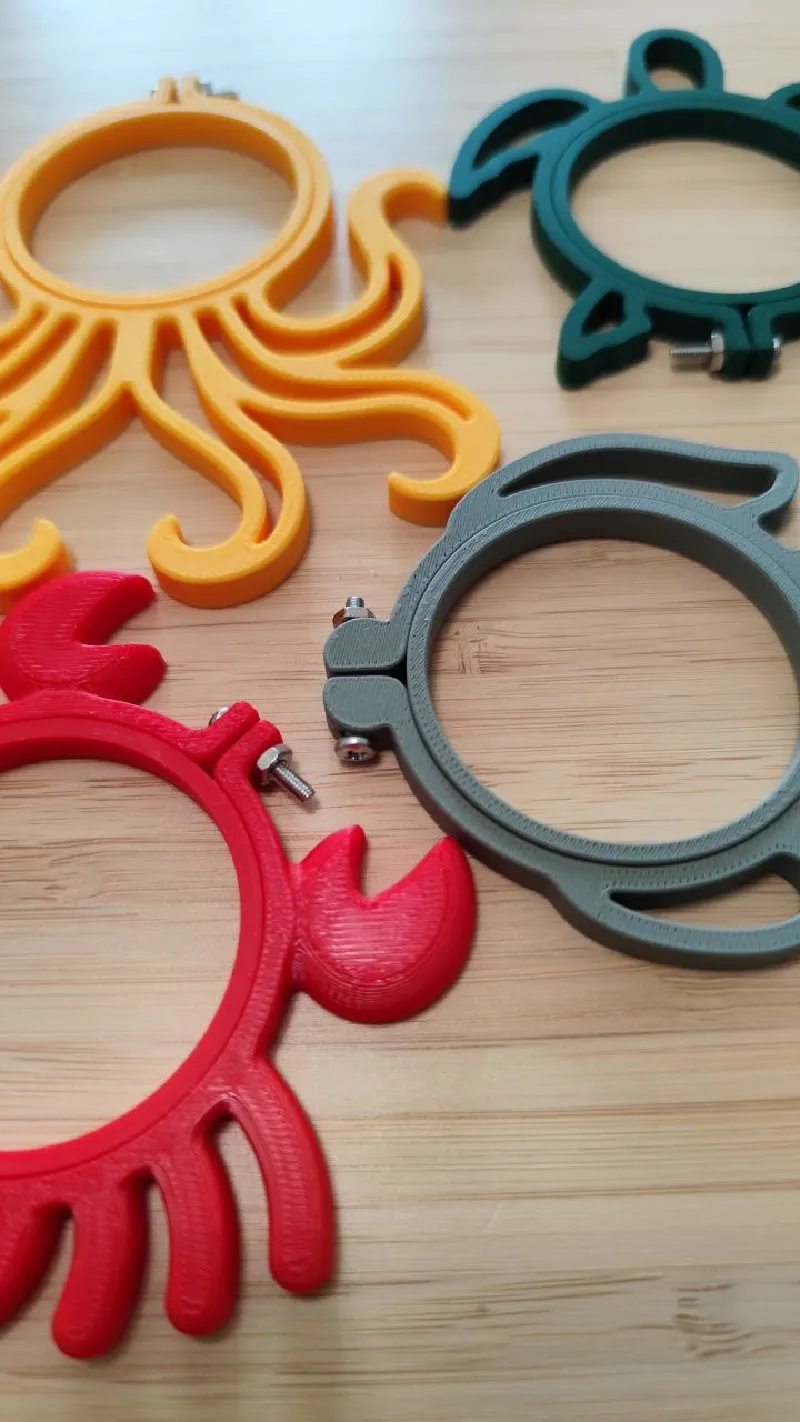 Summer/ocean inspired collection of keychain embroidery hoops.